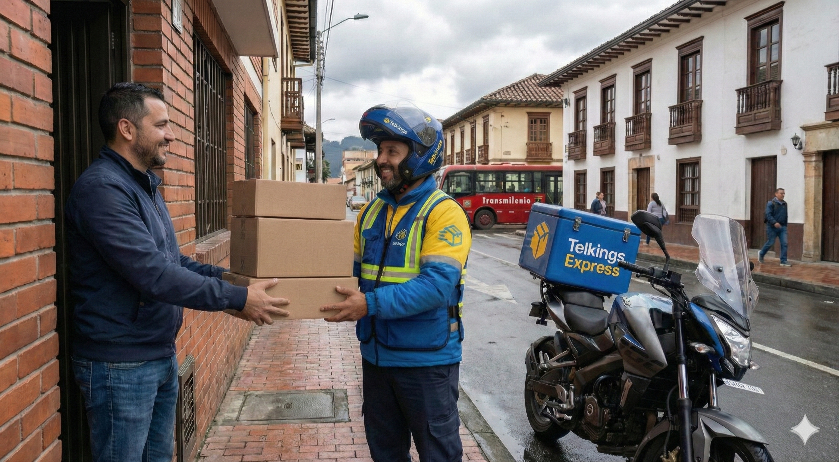 Repartidor entregando paquete