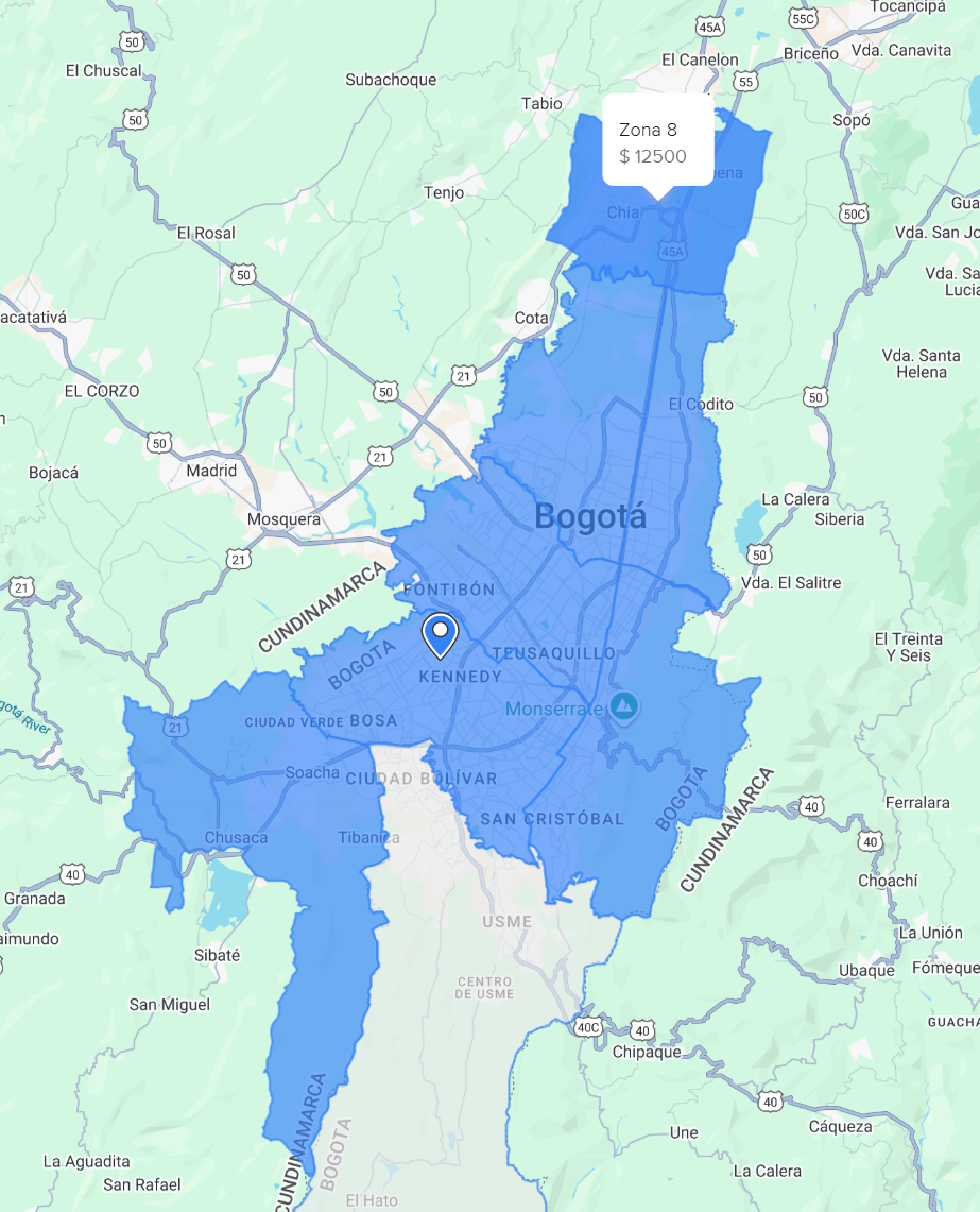 Mapa de Cobertura Flex Bogotá